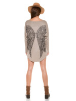 Trendy KouCla sweater + angel wings & rhinestones