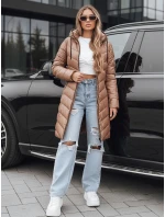 Dámska zimná dlhá prešívaná bunda ťavej farby FashionStreet TY5504 Dámska zimná dlhá prešívaná bunda ťavej farby FashionStreet TY5504