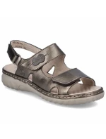 Dámske hnedé kožené sandále Rieker 60462-90 so suchým zipsom