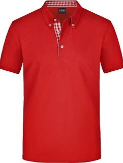 Daiber JN 964 Pánske polo tričko s gombíkovým zapínaním z piké 02.0964 červená/červená/biela