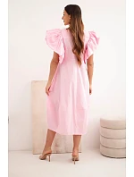 Dámske bavlnené šaty s volánovými rukávmi candy pink Dámske bavlnené šaty s volánovými rukávmi candy pink