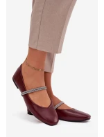 Dámské baleríny s lesklými pásky Bordó Ilirene