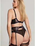 Valentina Plunge Bra 10726 Black with Blue Pattern - Panache Valentina Plunge Bra 10726 Black with Blue Pattern - Panache