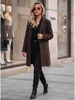 Dámsky klasický jednořadový kabát v čokoládovej farbe FashionStreet NY0814 Dámsky klasický jednořadový kabát v čokoládovej farbe FashionStreet NY0814