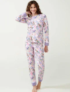 Vamp - Pyžamo s potlačou a velúrovými manžetami 21302 - Vamp