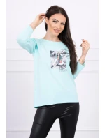 Blúzka s potlačou Star Style v mätovej farbe Blúzka s potlačou Star Style v mätovej farbe