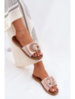 Płaskie Klapki Damskie Z Ozdobnym Detalem Różowe Nellodra