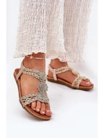 Płaskie Sandały Damskie Z Koronkowym Wzorem Artiker 56C1281 Złote