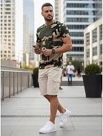 Pánske bavlnené tričko khaki moro FashionStreet RX5599 Pánske bavlnené tričko khaki moro FashionStreet RX5599