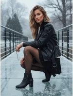 Dámske čierne čižmy na podpätku FashionStreet ZY1314
