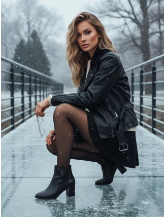 Dámske čierne čižmy na podpätku FashionStreet ZY1314