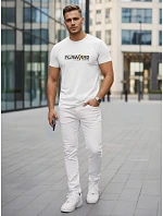 Pánske bavlnené tričko so streetwearovou potlačou biele FashionStreet NX0145R Pánske bavlnené tričko so streetwearovou potlačou biele FashionStreet NX0145R