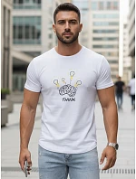 Pánske bavlnené tričko s originálnym potlačou, biele, FashionStreet NX0149R