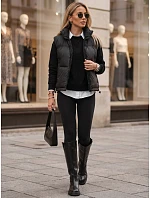 Dámska prešívaná, zateplená, krátka čierna vesta FashionStreet TY5970