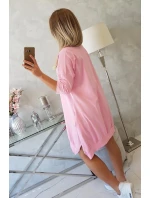 Šaty s potlačou a rozšíreným spodným dielom svetlo ružové