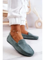 Zamszowe Mokasyny Damskie Miętowe Morreno