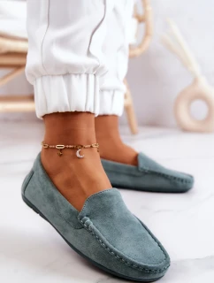 Zamszowe Mokasyny Damskie Miętowe Morreno