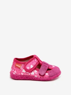 Kapcie Milami Dziecięce Na Rzepy W Serduszka Różowe Reathiana