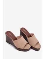 Dámské pantofle na platformě Beżowe Ravelia
