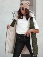 COSYVIVA dámska dlhá prešívaná vesta s kapucňou zelená FashionStreet TY4604