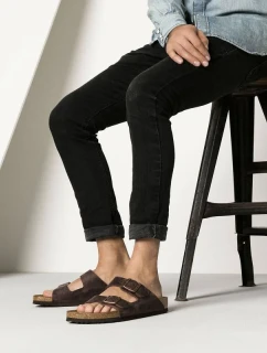Dámske/pánske hnedé žabky Birkenstock Arizona Nubuk Habana narrow (52533)