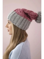 Paris fleecová čiapka K212 tmavo ružová+sivá