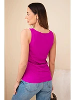 Dámska rebrovaná blúzka s ramienkami a gombíkom tmavo fialová