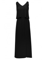Maxi šaty s volánikom K048 čierne - Makover