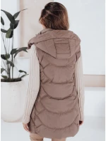 Dámska zateplená prešívaná vesta latte FashionStreet TY5104 Dámska zateplená prešívaná vesta latte FashionStreet TY5104