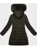 Dámska zimná bunda s kapucňou khaki (2M-21013)