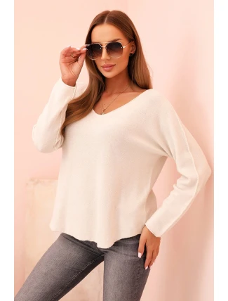 Dámsky viskózový sveter s výstrihom do V, svetlo béžový Dámsky viskózový sveter s výstrihom do V, svetlo béžový