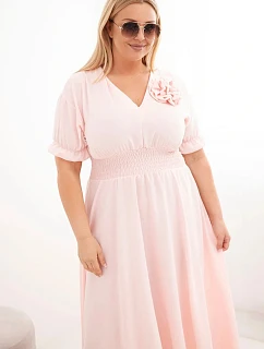 Plus veľkosť Dámske šaty s výstrihom do V a zovretým pásom Powder Pink