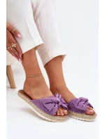 Klapki Damskie Na Platformie Z Plecionką I Kokardką Fioletowe Alpireda