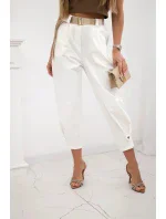 Letné nohavice Punto so zapínaním na nohaviciach ecru