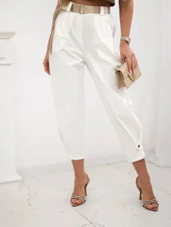 Letné nohavice Punto so zapínaním na nohaviciach ecru