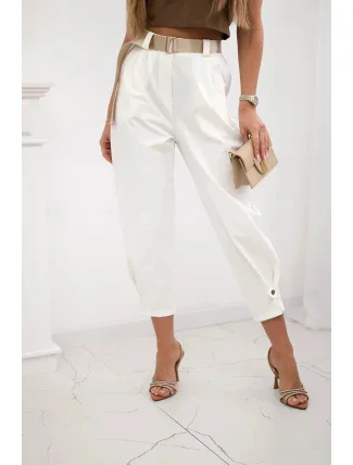 Letné nohavice Punto so zapínaním na nohaviciach ecru
