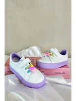 Dziecięce Sneakersy Trampki Z Przypinką Biało-Fioletowe Pennyn