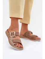 Dámske papuče s prackou a suchým zipsom Brown INBLU MK000013
