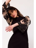 kópia K182 Šaty so širokými gipurovými rukávmi - béžové