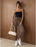 Dámske joggerové nohavice s gumou v páse, hnedé, FashionStreet UY3154 Dámske joggerové nohavice s gumou v páse, hnedé, FashionStreet UY3154