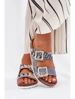 Klapki Damskie Z Klamrami I Brokatem S.Barski RB51-006 Beżowe