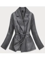 Voľný krátky dámsky kabát v grafitovej farbe (2727) Voľný krátky dámsky kabát v grafitovej farbe (2727)