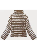 Prešívaná dámska bunda v karamelovej farbe so stojačikom (16M9110-84)