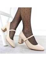 Sergio Leone PB176 Remienkové lodičky na nízkom podpätku v nude farbe Sergio Leone PB176