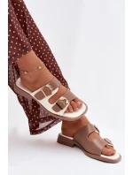 Dámské pantofle s zlatými sponami béžové Danelle