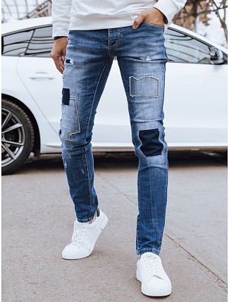 Pánske modré džínsové nohavice UX4297 modré - FashionStreet