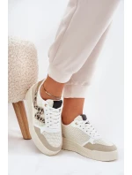 Buty Sportowe Damskie Na Platformie Panterka Beżowe Lorori