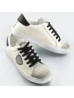 Bielo-čierne dámske tenisky trampky z rôznych spojených materiálov (1088)