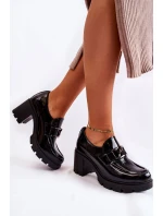 Eleganckie Półbuty Na Słupku Ze Srebrną Ozdobą Czarne Lemar Harmell