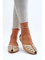 Zazoo 10009 Wygodne Skórzane Baleriny Damskie Beżowe